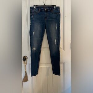 Womens Super Skinny Medium Washed Denim Ripped Distressed Jeans Size 12